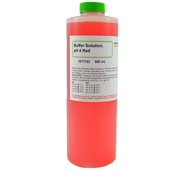 Buffer Solution, pH 4, Red, 500mL