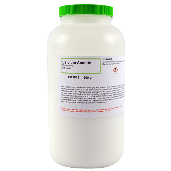 Calcium Acetate Monohydrate, Lab Grade, 500g