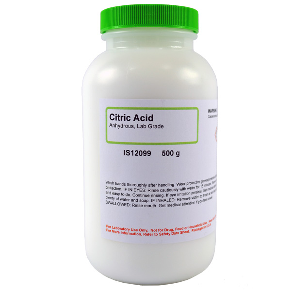Citric Acid Anhydrous, Lab Grade, 500g