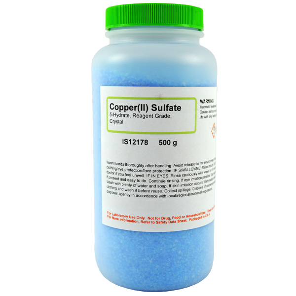 Copper (II) Sulfate 5-Hydrate Crystals, Reagent Grade, 500g