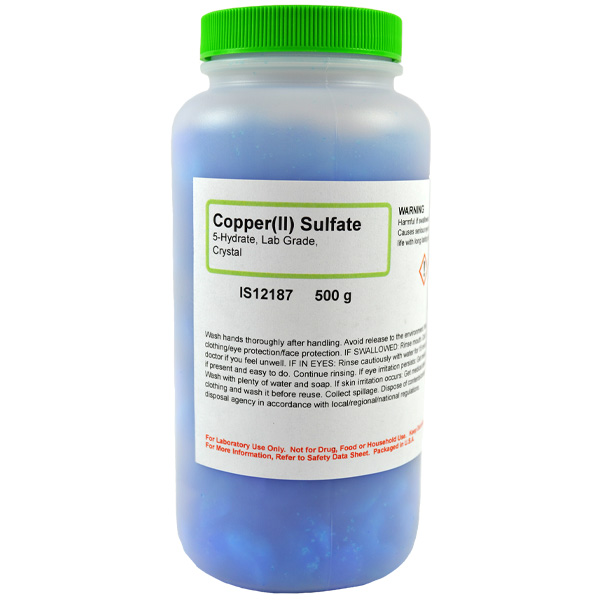 Copper (II) Sulfate 5-Hydrate Crystals, Lab Grade, 500g