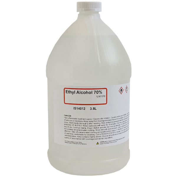 Ethyl Alcohol, 70% Denatured, Lab Grade, 3.8L