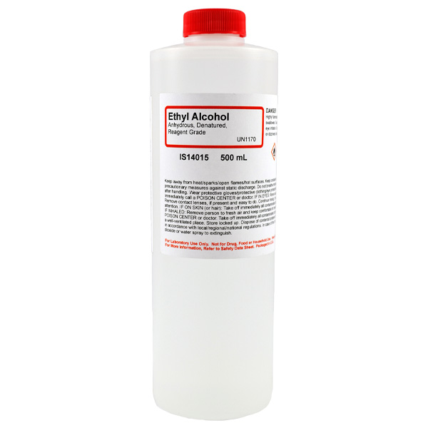 Ethyl Alcohol, Anhydrous Denatured, Reagent Grade, 500mL