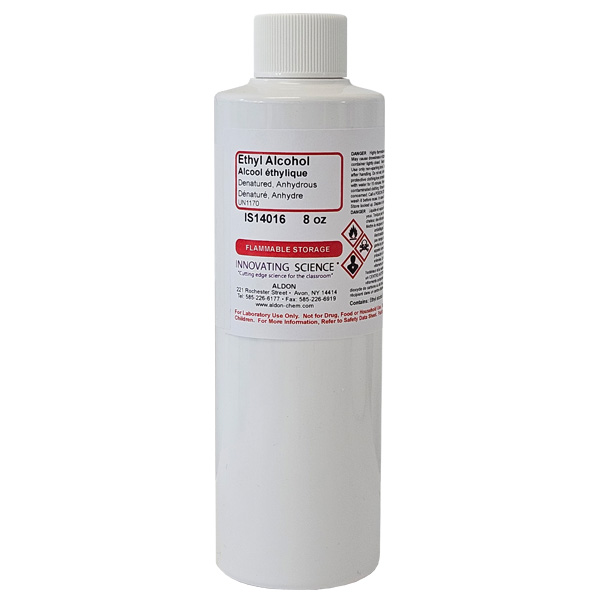 Ethyl Alcohol, Anhydrous Denatured, Reagent Grade, 8oz