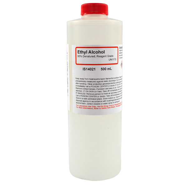 Ethyl Alcohol, 95% Denatured, Reagent Grade, 500mL