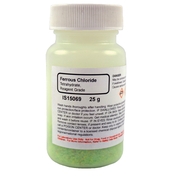 Ferrous Chloride Tetrahydrate, Reagent Grade, 25g
