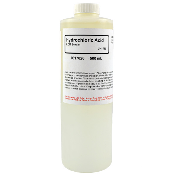 Hydrochloric Acid 6M Solution, 500mL