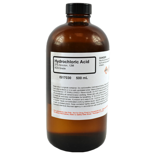 Hydrochloric Acid, Concentrated, ACS Grade, 500mL