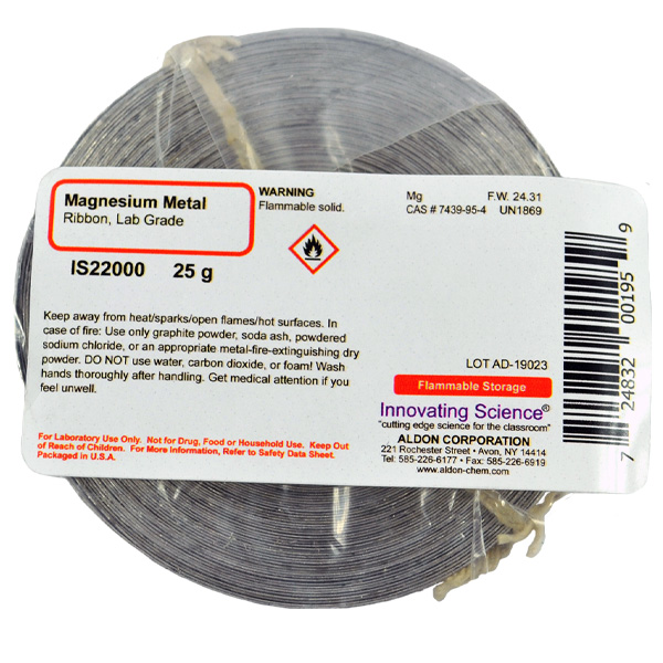 Magnesium Metal Ribbon, Lab Grade, 25g