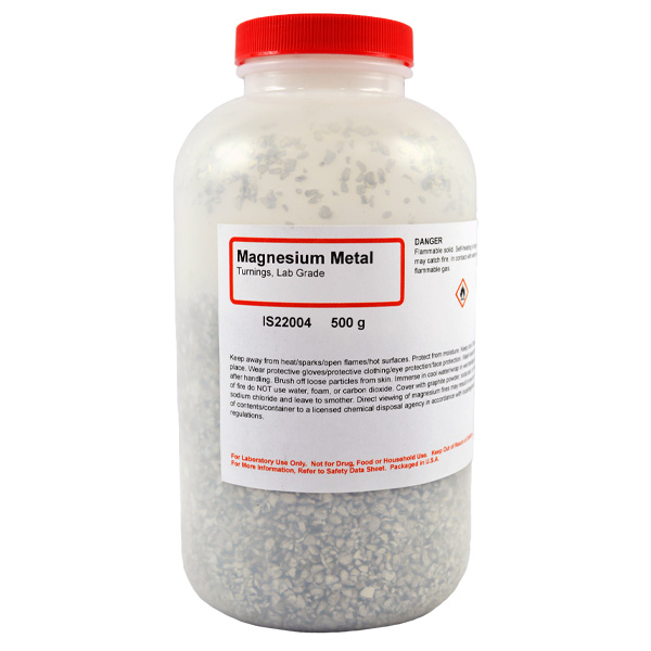 Magnesium Metal Turnings, Lab Grade, 500g