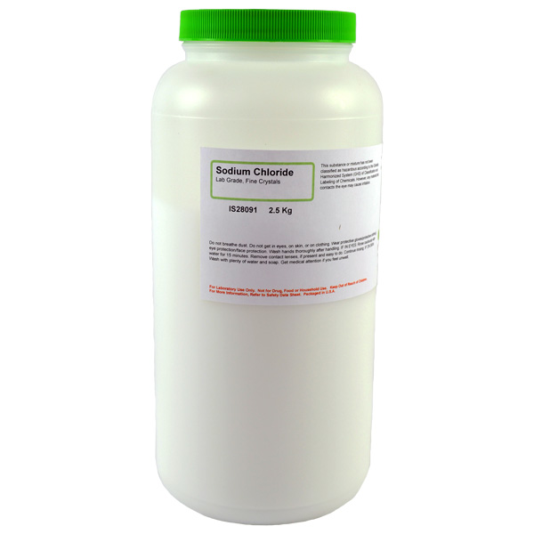 Sodium Chloride, Fine Crystals, Lab Grade, 2.5kg