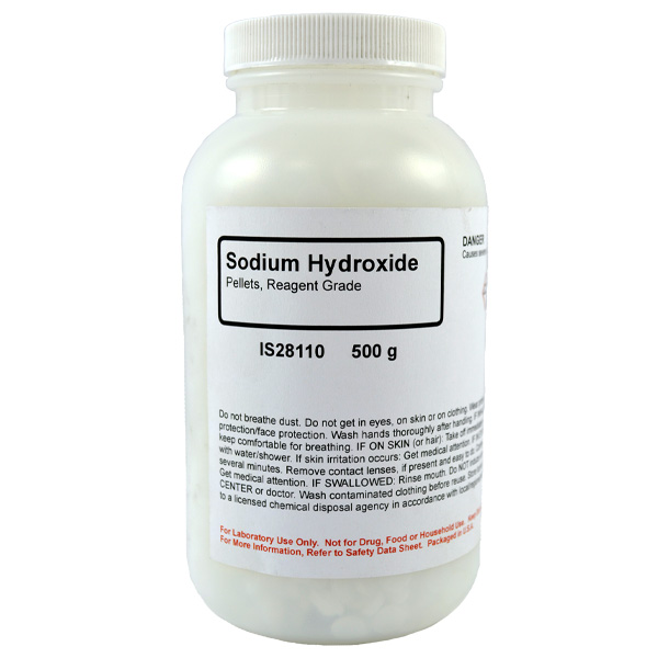 Sodium Hydroxide Pellet, Reagent Grade, 500g