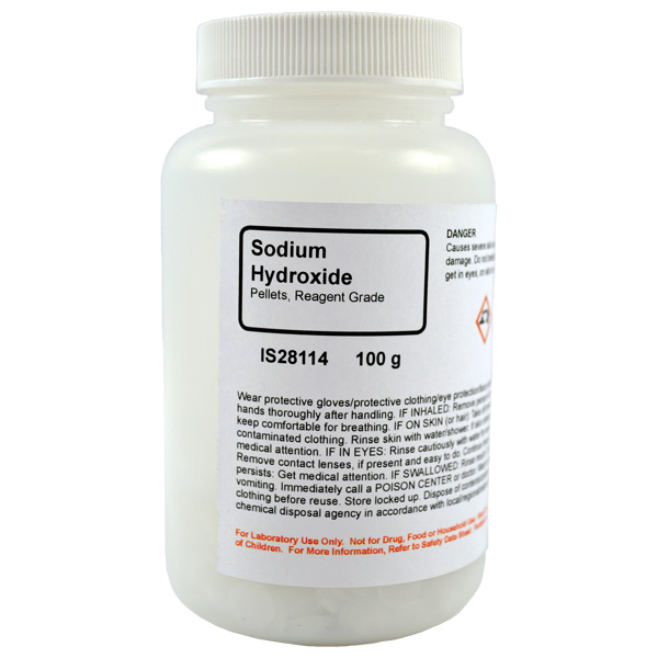 Sodium Hydroxide Pellet, Reagent Grade, 100g