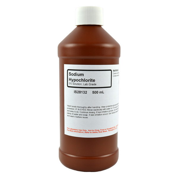 Sodium Hypochloride 5% Solution, Lab Grade, 500mL