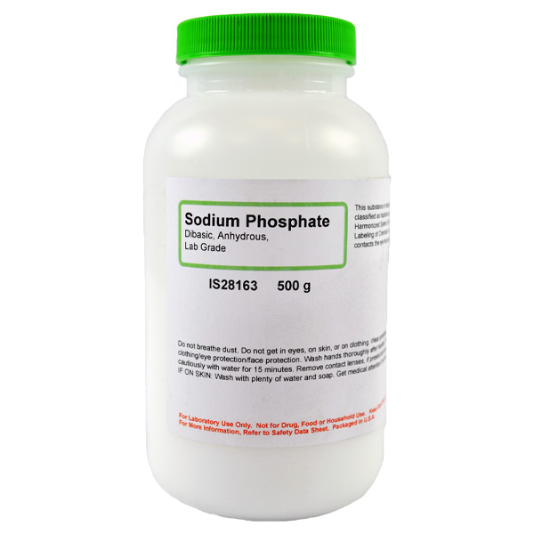 Sodium Phosphate Dibasic Anhydrous, Lab Grade, 500g
