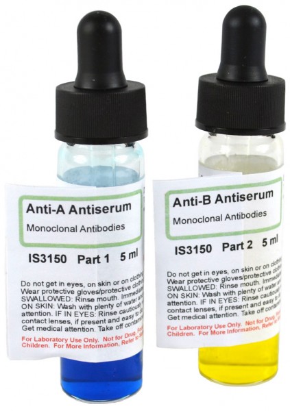 Blood Typing Anti-Sera: Anti-A and Anti-B (Real)