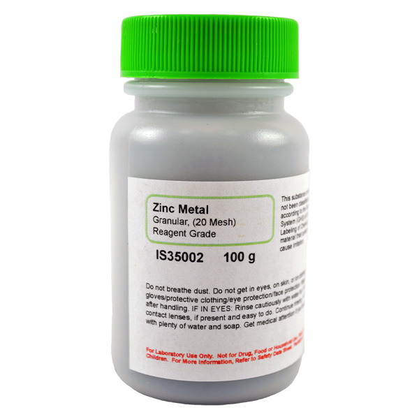 Zinc Metal Granules (20 Mesh), Reagent Grade, 100g