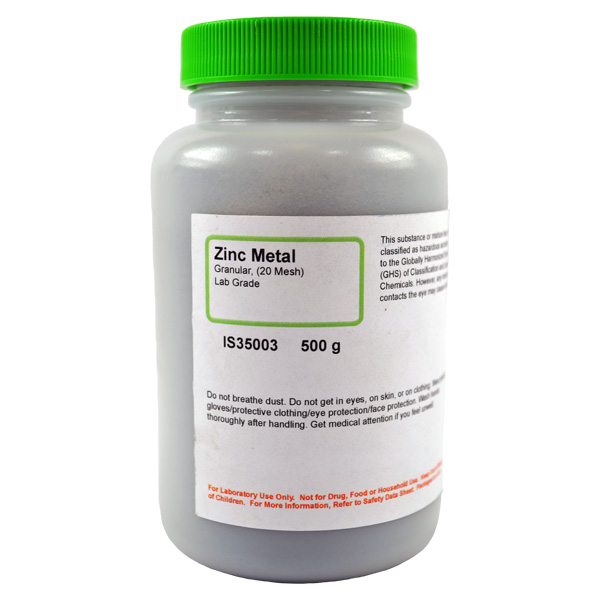 Zinc Metal Granules (20 Mesh), Lab Grade, 500g