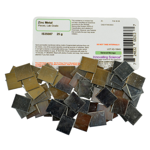 Zinc Metal Pieces, Lab Grade, 25g