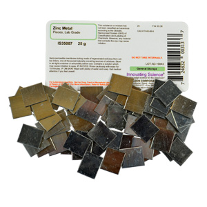 Zinc Metal Pieces, Lab Grade, 25g